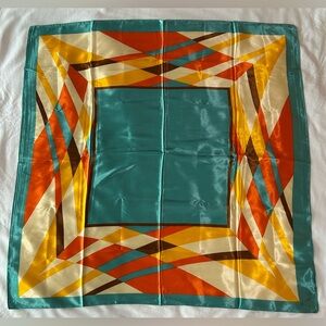 R-380- Women's Scarf Turquoise Orange Yellow Cream Colors NWT